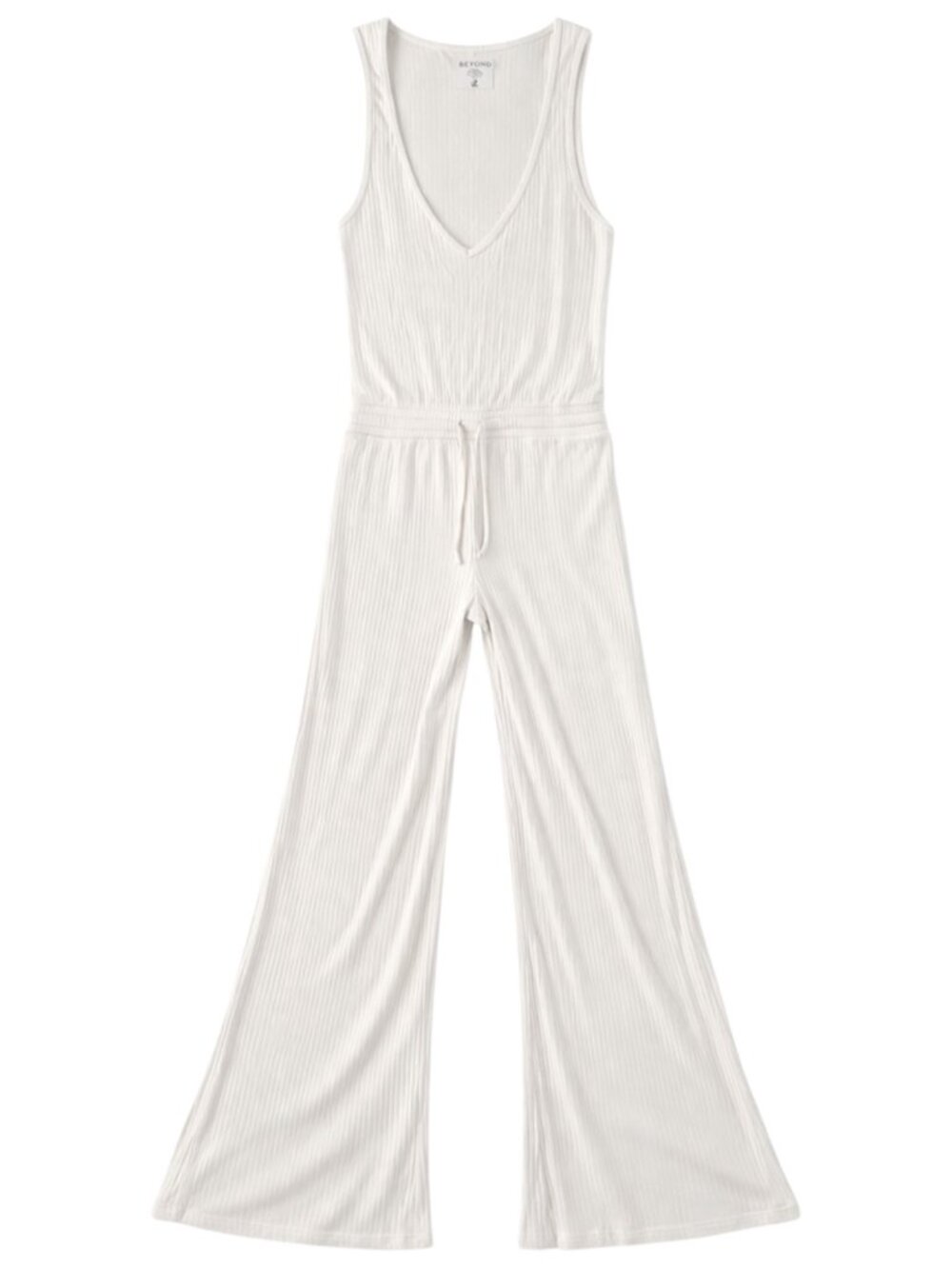 Beyond Yoga Jetsetter Ivory Cream Sleeveless V Neck Flare Jumpsuit Size S - Picture 2 of 6